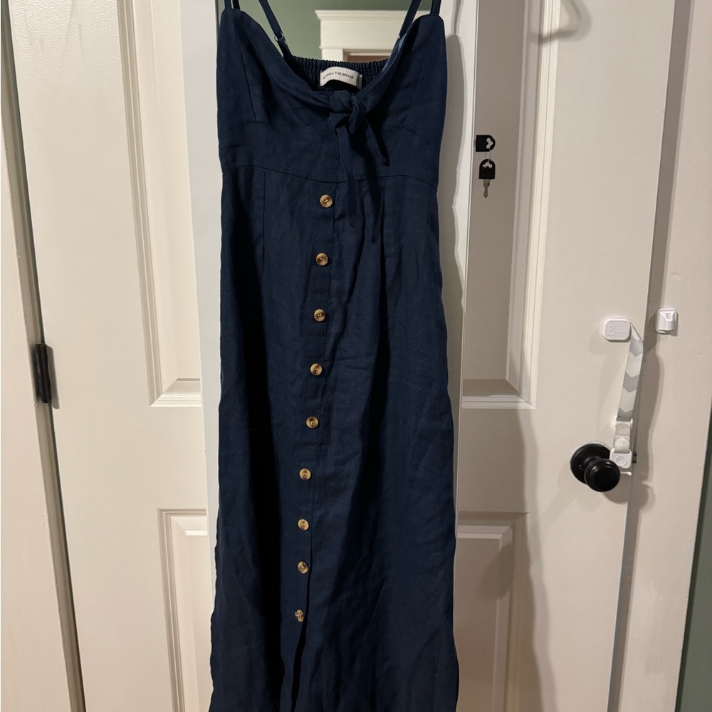 Faithfull the Brand Midnight Blue Tie-Front Dress